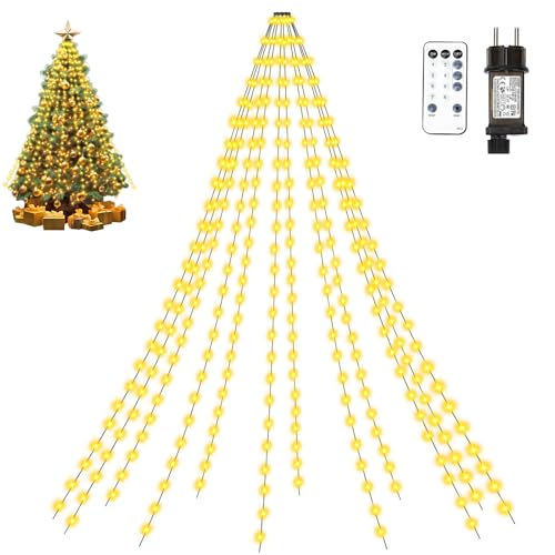 LED Weihnachtsbaumbeleuchtung mit Fernbedienung 18 MAGGIFT Lichterkette Weihnachtsbaum, 2M 12 Stränge 300 LED Warmweiß...