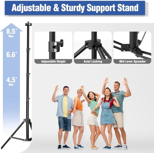 Heavy-Duty Backdrop Stand 10x8.5 ft, Upgrade Telescopic Adjustable Photography Backdrop Stand for Parties, Stage Decoration Stand with Clamps, Sandbags, Carring Bag by Popoko - Image 4