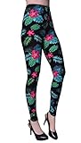 VIV Collection One Size Print Fashion Leggings, Tropical Floral