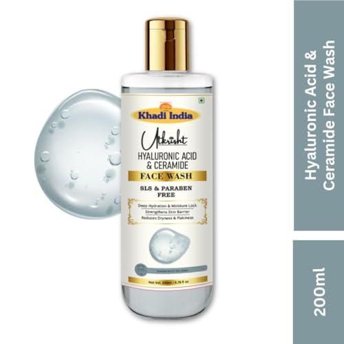 Image of Khadi Hyaluronic Acid & Ceramide Face Wash 200ml | Glowing & Hydrating | Supports Skin Renewal & Even Tone | Gentle Exfoliation | SLS & Paraben-Free | Men & Women | All Skin Types