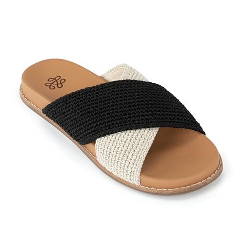 Image of The Sak Penelope Slide Sandal - Women's Flat Fashion Slides with Soft Cushion Sole -Hand Crochet Slip On Sandals For Everyday