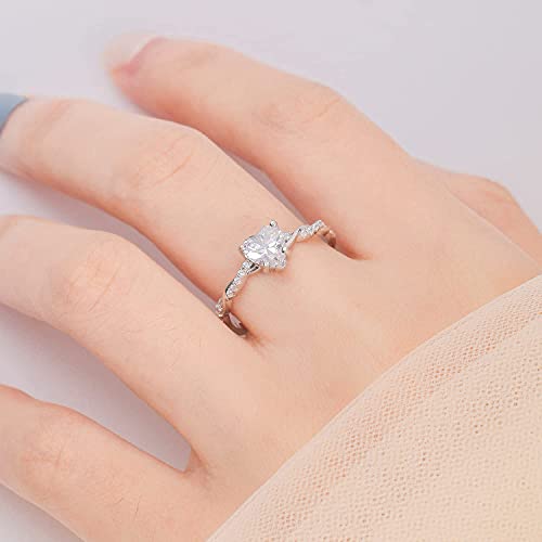 Yaresul Engagement Wedding Rings For Women 925 Sterling Silver Promise Ring, Love Heart White Cubic Zirconia Wedding And Engagement Ring Size 5 #TOP2