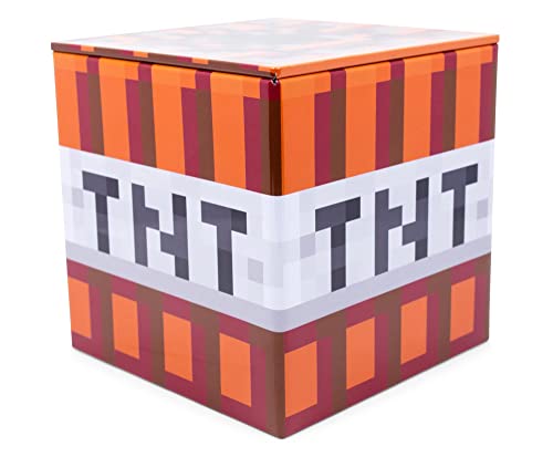 Minecraft TNT 4-Inch Tin Storage Box Cube Organizer with Lid | Basket Container, Cubby Cube Closet Organizer, Home Decor Playroom Accessories | Video Game Toys, Gifts and Collectibles