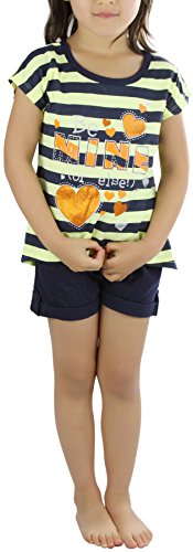 Image of ToBeInStyle Girl's Two Piece Summer Set Cute Tee Top and Matching Shorts Adorable Outfit