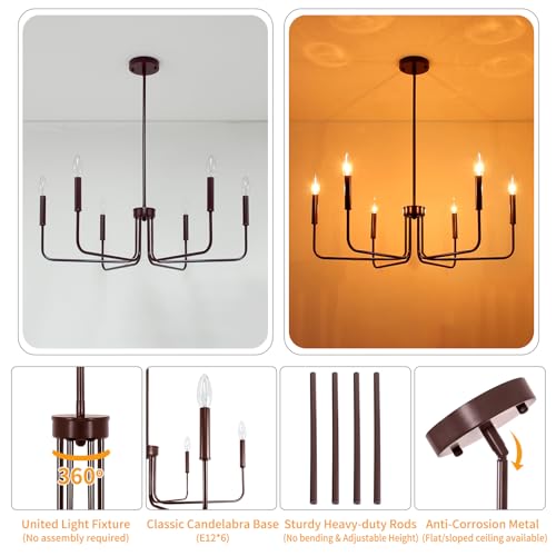 Rviezza 6-Light Farmhouse Chandelier For Dining Room Lighting Fixtures Hanging thumb #4