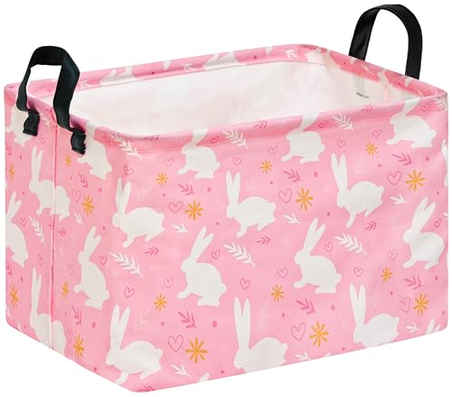 Image of Kid Clothes Storage Basket Gift Shelf Basket Toy Storage Bin, Nursery Basket Organizer Box With Handles for Room Deco Bunny Easter Eggs Basket for Children
