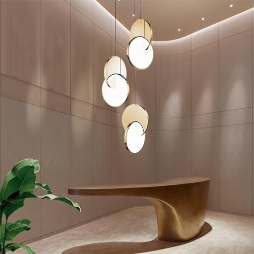 Iluminación colgante de acero inoxidable redonda con acabado oro de 28 cm de diámetro 3