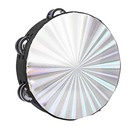 8 Inch Double Row Hand Drum,Durable Drumhead Not Easy To Crack Double Row Hand Bell,Dazzling Rainbow Drumhead Percussion Instrument #TOP5