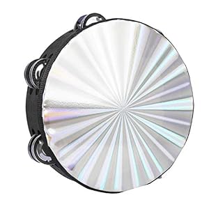 Drfeify 8 Zoll Tambourin Hand Doppelreihig Jingles Percussion Trommel rund Lerninstrument Musik