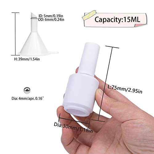 Empty Gel Nail Polish Bottles, Empty Nail Polish Bottles 15ML, Opaque Round Glass Refillable Fingernail Polish Bottles UV Safe with Mixing Balls & Funnels, Pack of 6 (Matte White)2