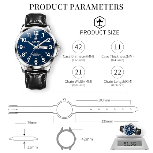 Watches for Men Leather Large Arabic Numerals Mens Watches Waterproof Band with Date Quartz Men's Wrist Watch3