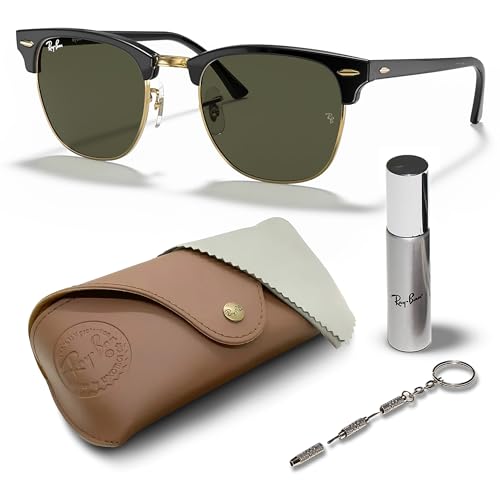 Ray-Ban RB3016F CLUBMASTER Square Shaped Sunglasses for Men & Women with Official RAYBAN Eyewear Kit