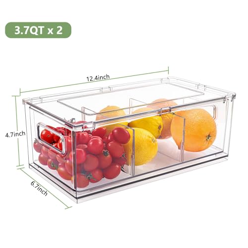 3.7QT Refrigerator Fridge Organizers Storage Bin with Pull-out Drawer,2 Pcs - image 2
