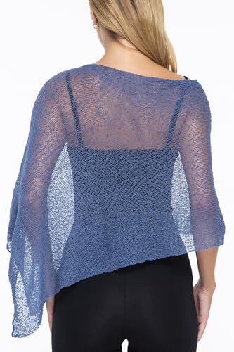Image of SHU-SHI Womens Sheer Knit Poncho Shrug Lightweight Cover Up One Size Fits Most