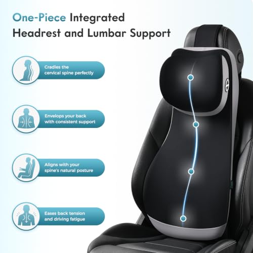 Image of FLORICH Upgraded Car Seat Lumbar Support Pillow and Adjustable Headrest One-Piece Design, Memory Foam Breathable Back Neck Support Cushion, Widened Design for Car Seat Long Driving Back Pain Relief