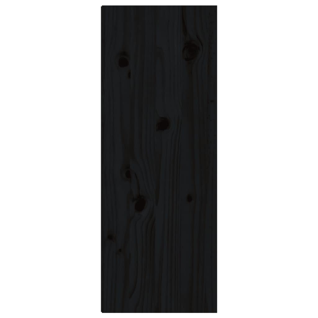 Black Solid Pine Wood Floating Wall Cabinets, Set of 2 | Measuring 30x30x80 cm, these wall-mounted units organize books and decor in your living room, hallway, or media center.