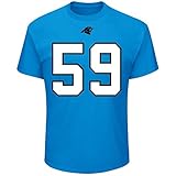 Majestic Athletic NFL Football T-Shirt Carolina Panthers Luke Kuechly Trikot Jersey blau (XXL)