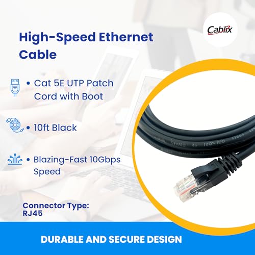 Cable Ethernet Patch Cord UTP Cat 5E 10ft Negro miniatura 3
