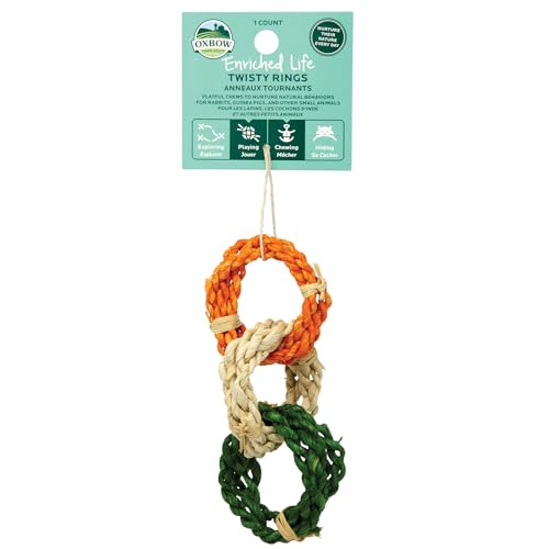 Oxbow Enriched Life Twisty Rings, Rabbit & Guinea Pig Toy, Hamster, Chinchilla & Rat Chew Rings, Small Pet Enrichment & Cage Accessory, Safe Natural Chew, Bunny Boredom Breaker, Enrichment Play Toy
