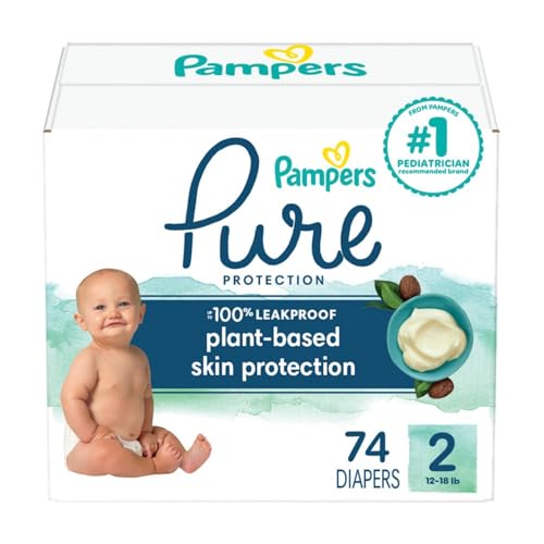 Image of Pampers Pure Protection Diapers - Size 2, 74 Count, Hypoallergenic Premium Disposable Baby Diapers