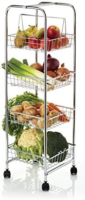 KitchenCraft Storage Trolley Carrito de Cuatro Niveles para Almacenar con Cestas Desmontables, Cromo KitchenCraft Storage Trolley Carrito de Cuatro Niveles para Almacenar con Cestas Desmontables, Cromo