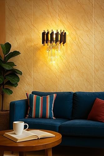 Image of Black Mamba Wall Light (Metal and Crystal), Pack of 1