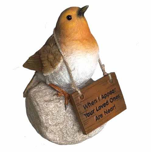 Animal Crackers Remembrance Robin with Loved ones are near sign memorial grave ornament or bird lover gift height 15.5cm (6)