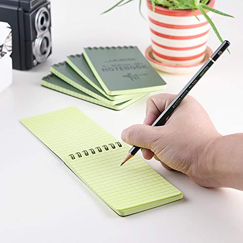 Reton 10 Pack Waterproof Notebook, 3 X 5 Inches Pocket Notepad, All-Weather Memo Pads With Top-Spiral, Tactical Steno Pads With Grid For Outdoor Activity Recording (Army Green) #TOP4
