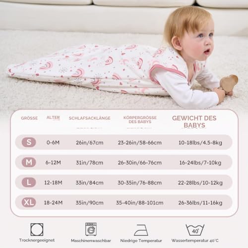 FIEMOL Baby Schlafsack 18-24 Monate 2,5 TOG, weicher Baumwoll-Schlafsack – Ansicht 5