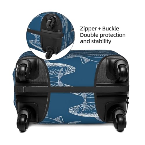Ocean Fishes Print Suitcase Cover Luggage Protector Washable Elastic Fashionable Travel Gear Cover4