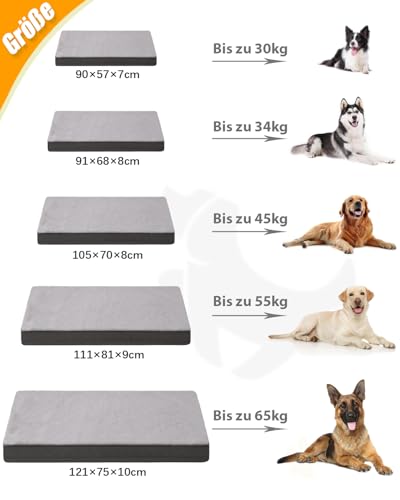 KSIIA Orthopädisches Hundebett Grosse Hunde, Hundekissen Waschbar 105x70cm, Hundebetten mit Abnehmbarer Deckel, Hundematte Doppelseitig Wendbare, Dunkelgrau