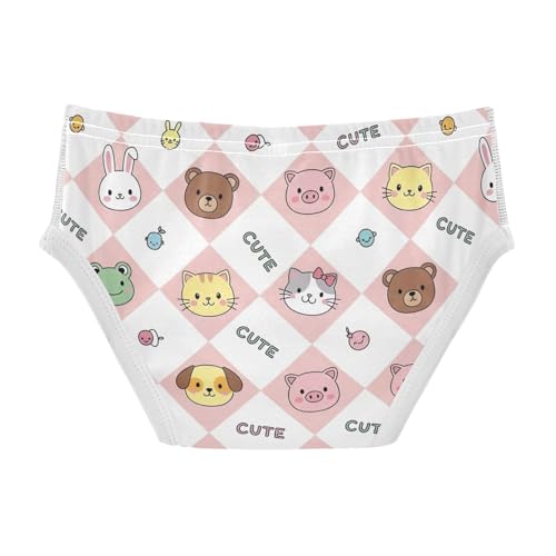 CHIFIGNO Cute Animals Pink White Plaid Briefs for Boys Printed Cotton Underwear Toddler Boys Breathable Underwear Briefs2