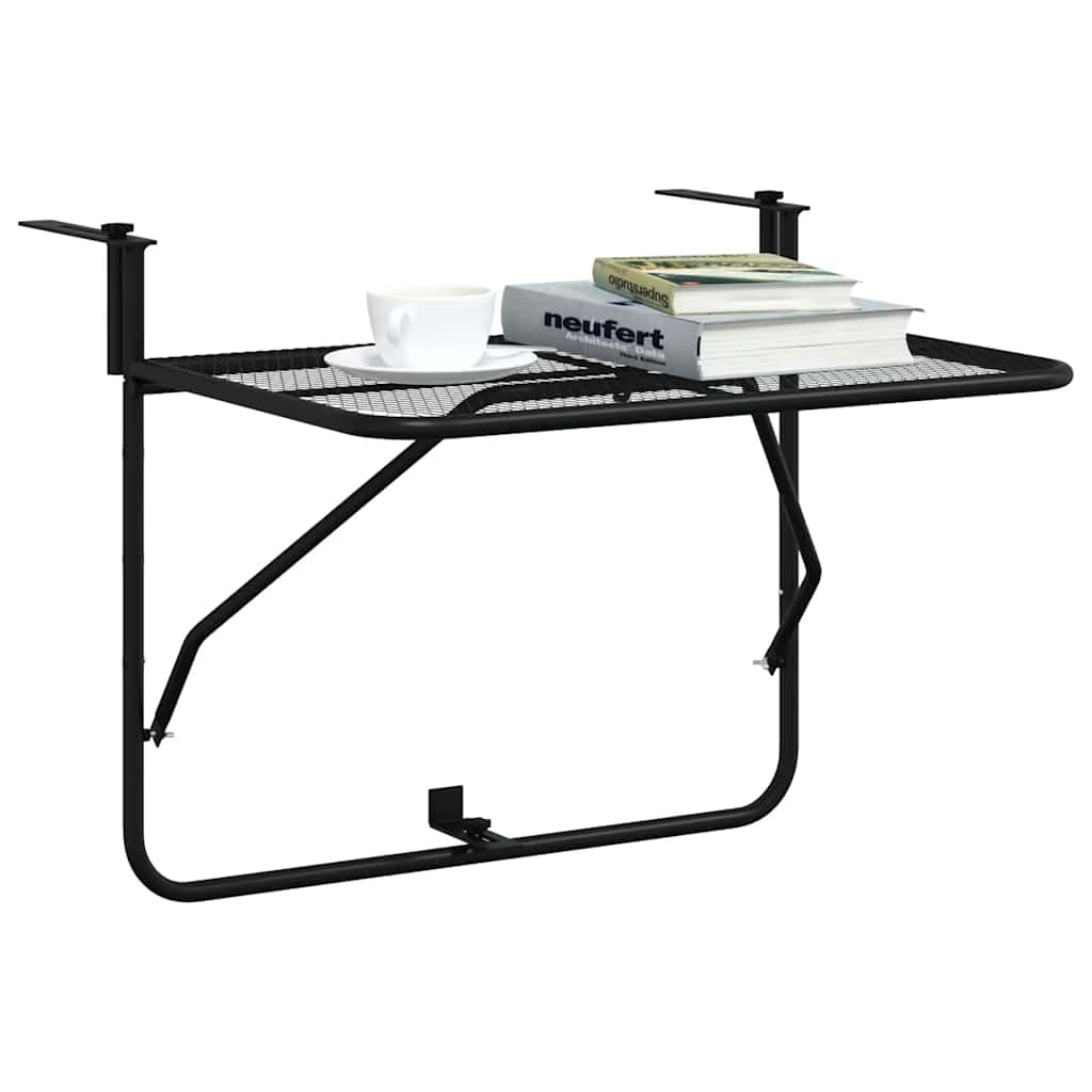 Tomostar Table de Balcon Suspendue, Table Pliante de Balcon Rabattable Noir 60x40 cm Acier