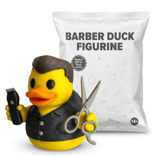 Barber Duck Collectible Figurine - Unique Hair Stylist Desk Decor with Scissors for Collectors and Duck Lovers - 3D Printed in Canada