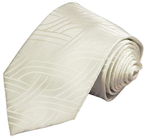 Paul Malone Krawatten Set 2tlg Krawatte + Einstecktuch ivory elfenbein...