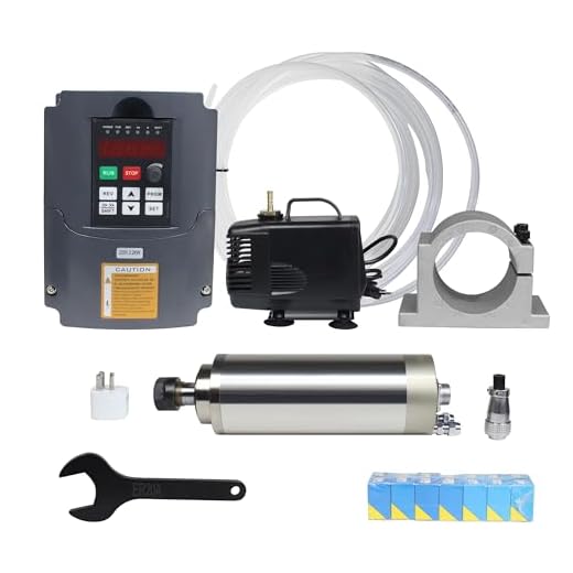 2.2KW Water Cooled Spindle Motor ER20 Kit & 2.2KW 220V Inverter VFD 3HP & 80mm Clamp Mount & 75W Water Pump with 6M Pipe & 14pcs ER20 Collet for CNC Router Engraving Milling Cutting Machine