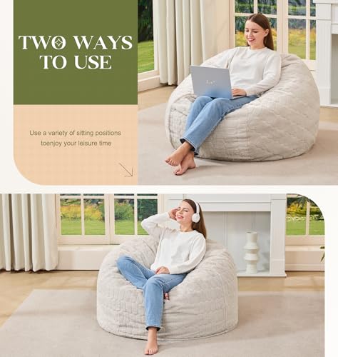 Image of Hobestluk Large Bean Bag Chairs 3FT Big Adults BeanBag Chairs Plush Cover