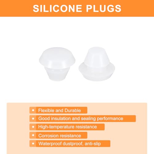 Image of uxcell 36 Pcs Silicone Plugs, Rubber Round Snap in Locking Hole Plugs for 5-5.5mm Hole, Hole Stoppers Waterproof Hole Plug for Metal Tube, Furniture End Caps Inserts, Clear