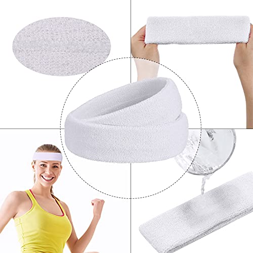 Image of Bememo 12 Pcs Sweatbands Sport Headbands for Men & Women Basketball Headband Sport Competitions Sweat Headbands Running Terry Cloth Moisture Wicking for Yoga,Tennis,Gym,Exercise