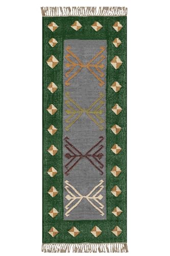 Tapete corredor 2.5x10 pies reverso vintage gris y verde