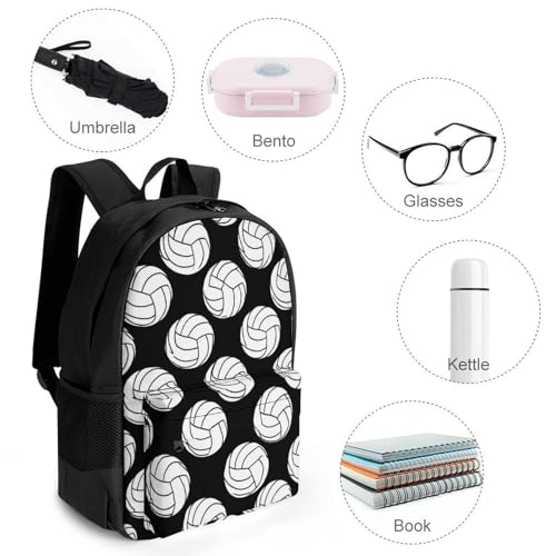 Supdreamc Rucksack Anti-Theft Multipurpose Large Capacity Carry On Bag - Black And White Volleyball Ball Travel Hiking Bag & Day Pack With Side Pockets4