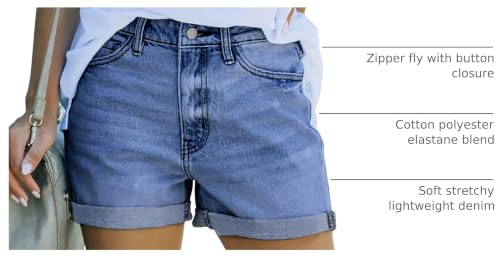 Image of CHICZONE Womens Mid-High Waisted Stretchy Denim Jean Shorts