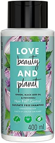 Love Beauty & Planet Onion, Black Seed & Patchouli Hairfall Control Natural Shampoo|No Sulfates,No Paraben|400ml