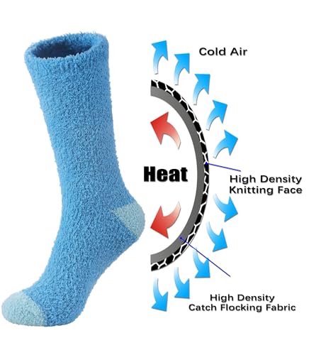 Image of FNOVCO Mens Fuzzy Socks - Soft Cozy Slipper Fluffy Winter Warm Microfiber Plush Sleeping Socks - 5 to 6 Pairs