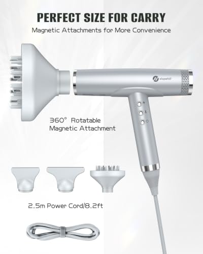 Image of slopehill Ionic High-Speed Hair Dryer,Professinoal Lightweight Travel Dryer | 2000W Fast Drying Blow Dryer, Quiet Low Noise, Portable, Women Men, 3 Attachments Diffuser for curly hair, Compact Salon