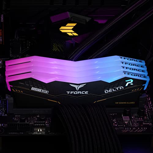 Image of TEAMGROUP T-Force Delta TUF Gaming Alliance RGB DDR5 Ram 32GB (2x16GB) 5200MHz PC5-41600 CL40 Intel XMP 3.0 & AMD Expo Compatible Desktop Memory Module Ram Black - FF5D532G5200HC40CDC01