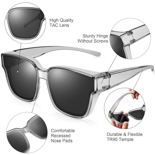 Image of URUMQI Polarized Sunglasses Fit Over Glasses Women Men UV400 Trendy Shades
