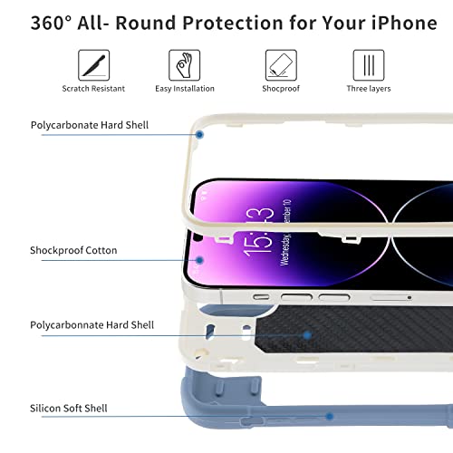Image of MARKILL Compatible with iPhone 14 Pro Max Case 6.7 Inch with Ring Stand, [Soft Silicone and Hard Plastic ] Heavy-Duty Military Grade Shockproof Case Phone Cover For iPhone 14 Pro Max. Blue