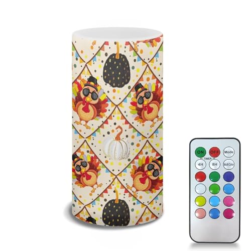 Image of Poceacles Turkey Pumpkin Flameless LED Candle Battery Powered Votive Lights Realistic Pillar Candle Decorative Tea Lights for Home Party Indoor Dinner Thanksgiving Day Decor