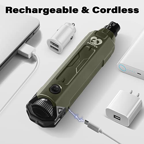 Image of Casfuy 6-Speed Dog Nail Grinder - Newest Enhanced Pet Nail Grinder Super Quiet Rechargeable Electric Dog Nail Trimmer Painless Paws Grooming & Smoothing Tool for Large Medium Small Dogs (Army Green)